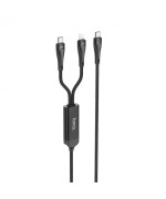 USB кабель HOCO U102 5A 100W 2in1 Type-C to Type-C/Lightning 1.5m, Black