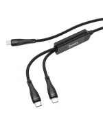 USB кабель HOCO U102 5A 100W 2in1 Type-C to Type-C/Type-C 1.5m, Black