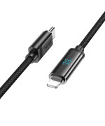 USB кабель Hoco U127 Type-C to Lightning 27W 1.2m з дисплеєм, Black