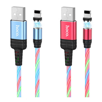 Data-кабель Hoco U90 Magnetic and RGB LED Sreamer USB - Lightning 2A, 1m