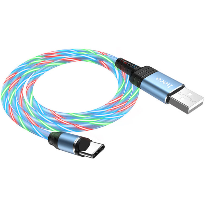 Data-кабель Hoco U90 Magnetic and RGB LED Sreamer USB - Type-C 2A, 1m