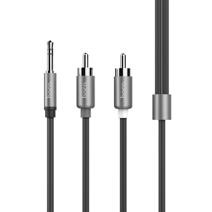Кабель перехідник Hoco UPA10 Aux - 2 RCA тюльпан 1,5м Black