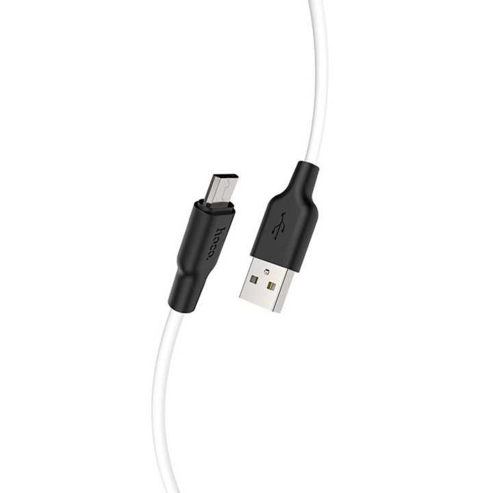 Data-кабель Hoco X21 Plus Food Grade Silicone Micro USB, 3.0A, 2-m., White-Black