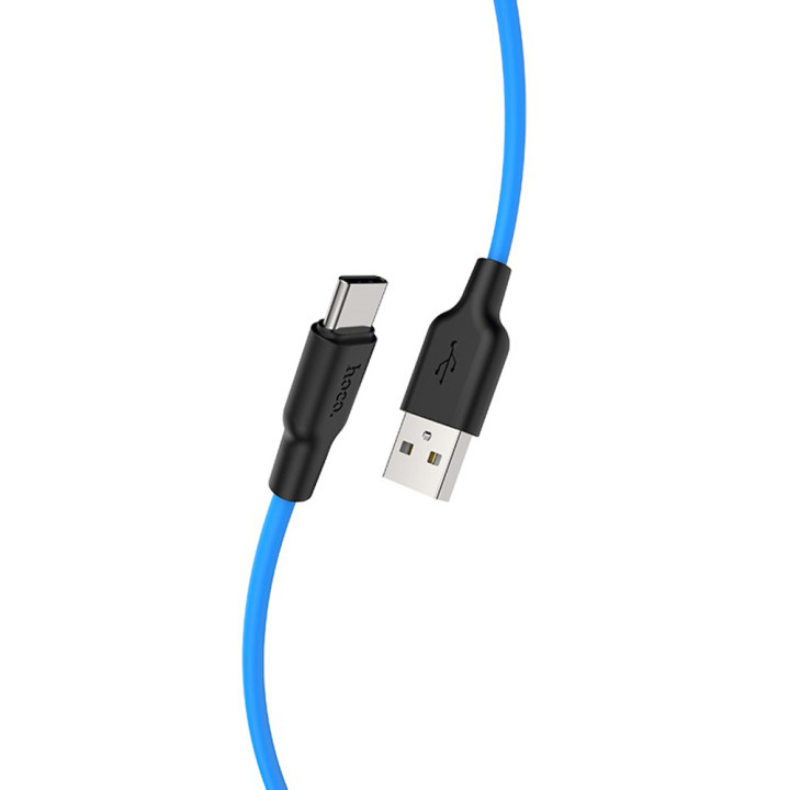 Data-кабель Hoco X21 Plus Food Grade Silicone Type-C, 3.0A, 1m, Blue-Black