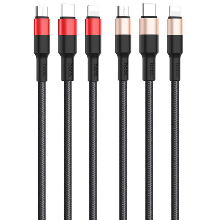 Data-кабель Hoco X26 Xpress 3-in-1 Lightning / Micro USB / Type-C, 2.0A, 1-м