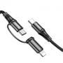 Data-кабель Hoco X50 Fast Charging Type-C to Type-C / Lightning 3A 1m, Black