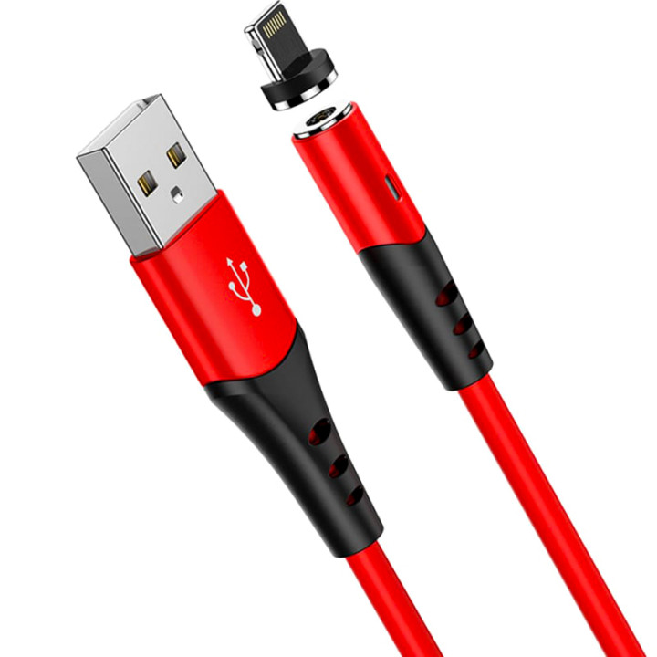 Data-кабель Hoco X60 Magnetic Charging Cable Lightninig 2A 1m, Red