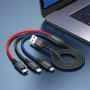USB Кабель для зарядки Hoco X76 4in1 (Type-C + Type-C + Lightning + Micro) 1m, 2A, Black
