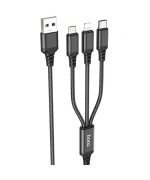 Data - кабель Hoco X76 3in1 Type-C / Lightning / Micro-USB 1m, 2A, Black