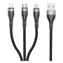 Data-кабель Remax PD-B59th 3in1 USB to Lightning / Type-C / MicroUSB, Black
