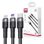 USB кабель XO NB-Q191 з функцією швидкої зарядки 2.4A 66W 3in1 Type-C / MicroUSB / Lightning 1.2m, Black
