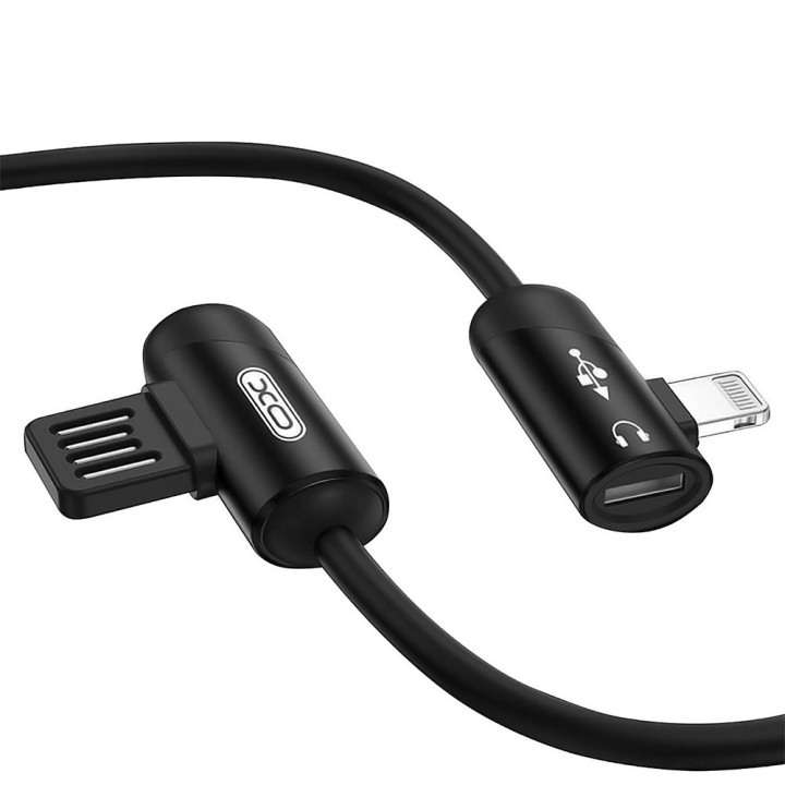 DATA-кабель XO NB38 Lightning + iPhone Earphone cable 1м Black