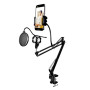 Стійка до мікрофона із тримачем для телефона Remax Mobile Recording Studio CK100 Pro, Black