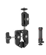 Крепление Super Clamp Jmary MS-90 с двойной шаровой головкой для смартфона, камеры и LED-панели, Black