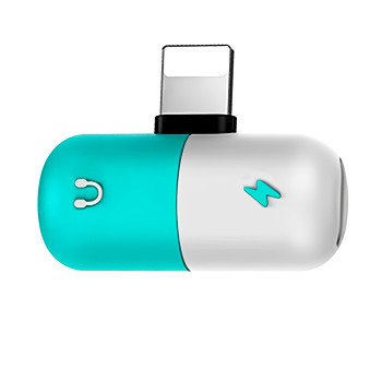 Переходник разветвитель Audio Shot Double 2 in 1 Lightning Jack Lightning- Lightning, White-Blue