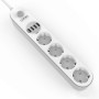 Сетевой удлинитель LDNIO SE4432 на 4 розетки, 4 USB 2м, White
