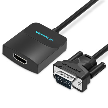 Адаптер Vention VGA to HDMI Converter with Female Micro-USB and Audio port 15см ACNBB, Black