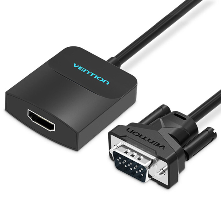 Адаптер Vention VGA to HDMI Converter with Female Micro-USB and Audio port 15см ACNBB, Black