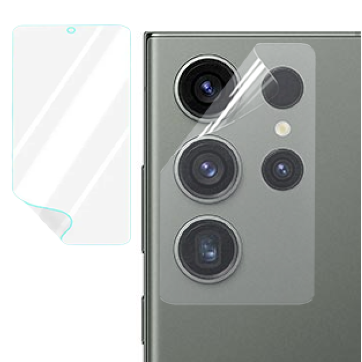 Противоударная гидрогелевая пленка Hydrogel Film для Samsung Galaxy S23 Ultra на камеру 3 шт, Transparent