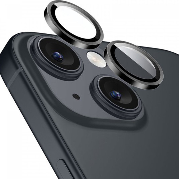 Защитное стекло 3D Hoco Tempered Glass Metal Lens на заднюю камеру для Apple iPhone 15 / 15 Plus