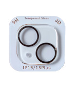 Защитное стекло Tempered Glass Metal Classic 3D на заднюю камеру для Apple iPhone 15 / 15 Plus