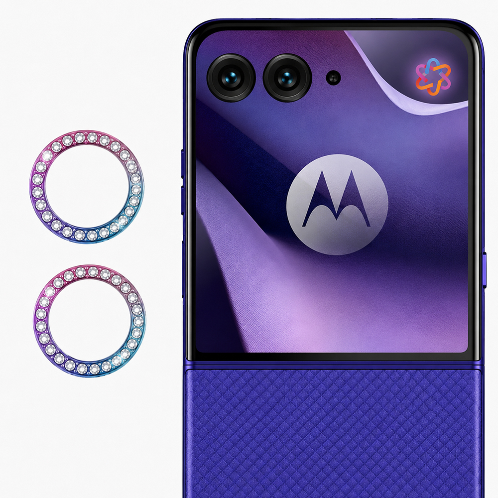Защитное стекло с рамкой CD Pattern на камеру для Motorola Razr 70​ Ultra разноцветный