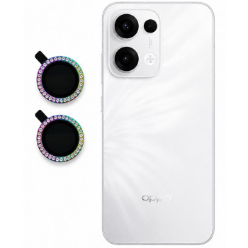 Защитное стекло с рамкой CD Pattern для Oppo Reno13 Pro со стразами