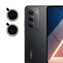 Защитное стекло с рамкой CD Pattern на камеру для Xiaomi Poco M8s со стразами