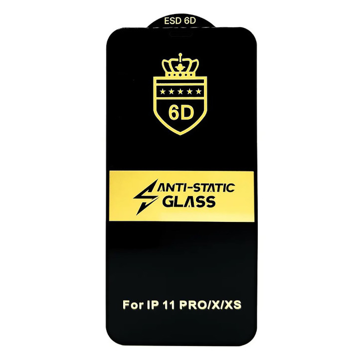 Захисне скло Anti-Static Full Screen Full Glue 6D для iPhone X / XS / 11 Pro​, Black