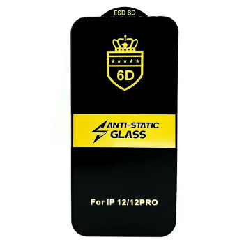 Защитное стекло Anti-Static Full Screen Full Glue 6D для iPhone 12 / 12 Pro, Black