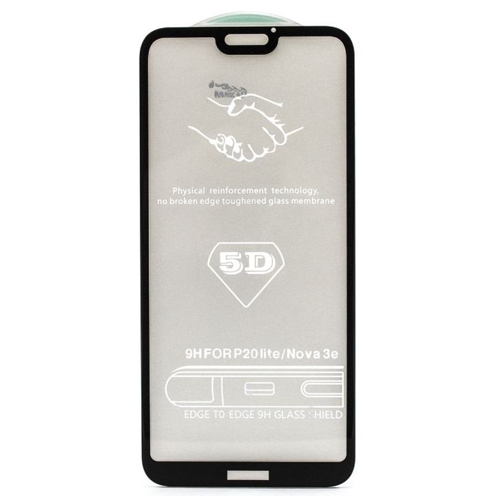 Захисне скло Full Screen Full Glue 5D Tempered Glass для Huawei P20 Lite, Black