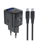 Мережевий зарядний пристрій ACEFAST A113 Type-C PD20W з кабелем Type-C to Type-C, Black