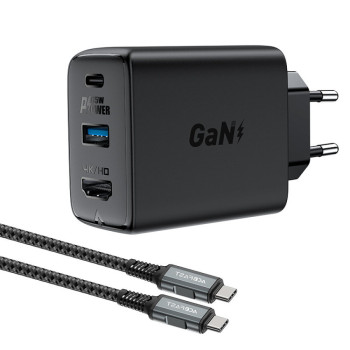 Мережевий зарядний пристрій ACEFAST A17 PD60W + QC 3.0 (1Type-C / 1USB/ HDMI 4K) + Type-C - Type-C, Black
