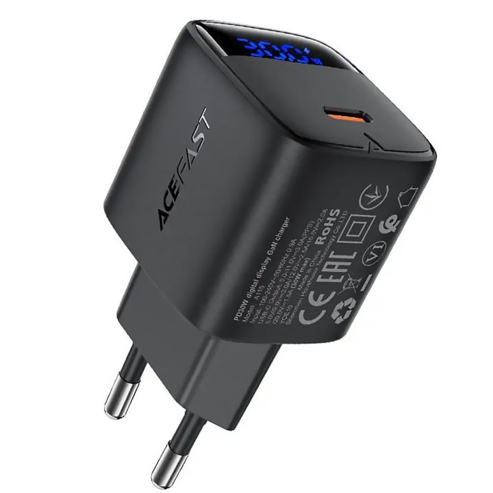 Сетевое зарядное устройство ACEFAST A115 Type-C PD30W, Black