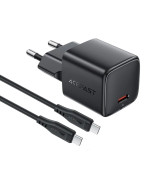 Мережевий зарядний пристрій ACEFAST A118 Type-C PD30W з кабелем Type-C 1.2m, Black