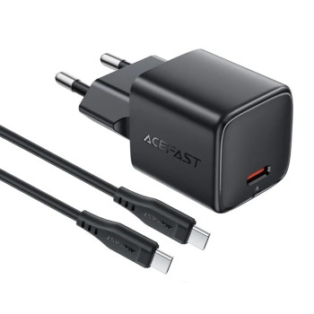Сетевое зарядное устройство для ACEFAST A118 Type-C PD30W с кабелем Type-C 1.2m, Black