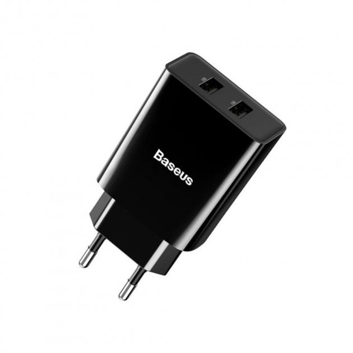 Мережевий зарядний пристрій Baseus Speed Mini CCFS-R01 2USB 2.1A без кабелю, Black