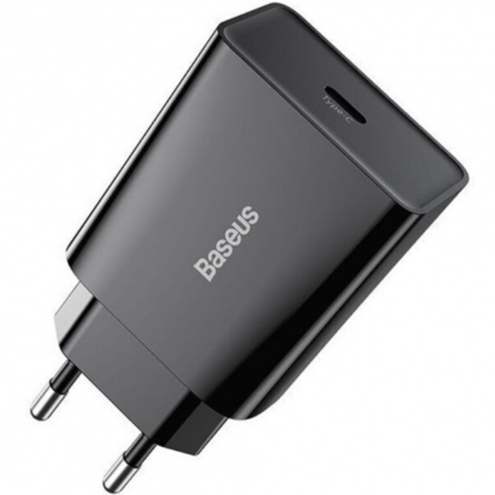 Мережевий зарядний пристрій Baseus CCFS-SN01 Type-C Quick Charger 1C 20W без кабеля, Black
