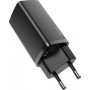 Мережевий зарядний пристрій Baseus CCGAN2L-E01 2Type-C Quick Charge C+C 65W без кабеля, Black