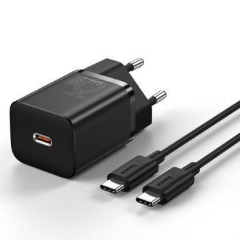 Мережевий зарядний пристрій Baseus Super Si (TZCCSUP-L01) 25W 3.0A Type-C / Type-C 1м, Black