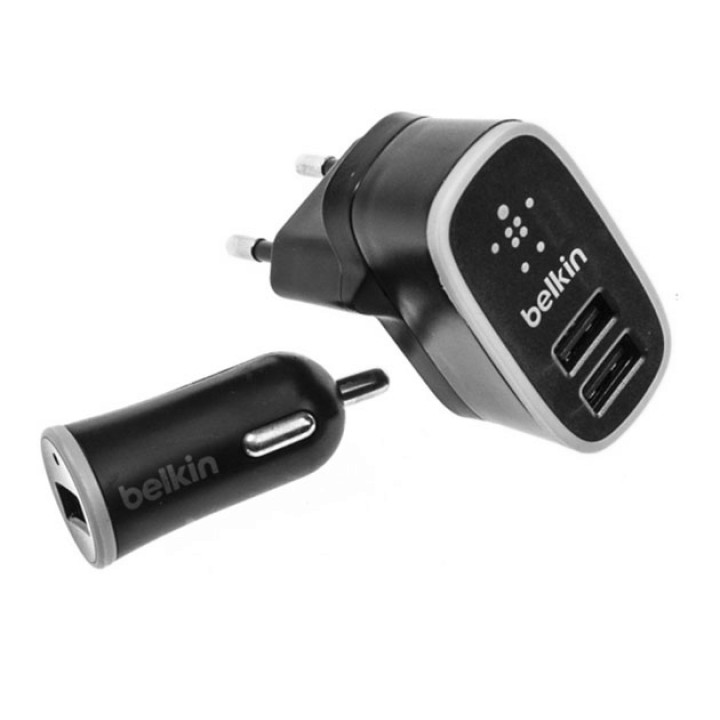 Комплект Belkin 3 в 1 (Зарядное устройство Micro USB, автоадаптер USB, Data кабель) Black