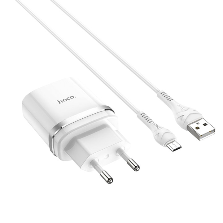 Сетевое зарядное устройство Hoco C12Q 3.0A, QC 3.0 micro-usb 1м white