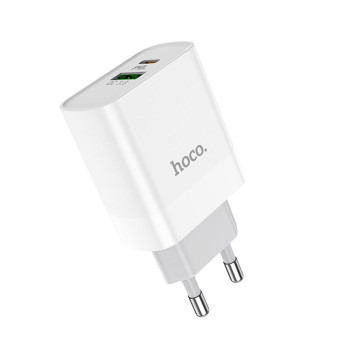 Сетевое зарядное устройство Hoco C80A USB, 3.1A PD, QC3.0 18W без кабеля, White