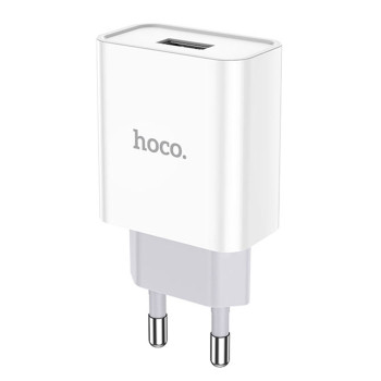 Сетевое зарядное устройство Hoco C81A USB 2.1A без кабеля, White