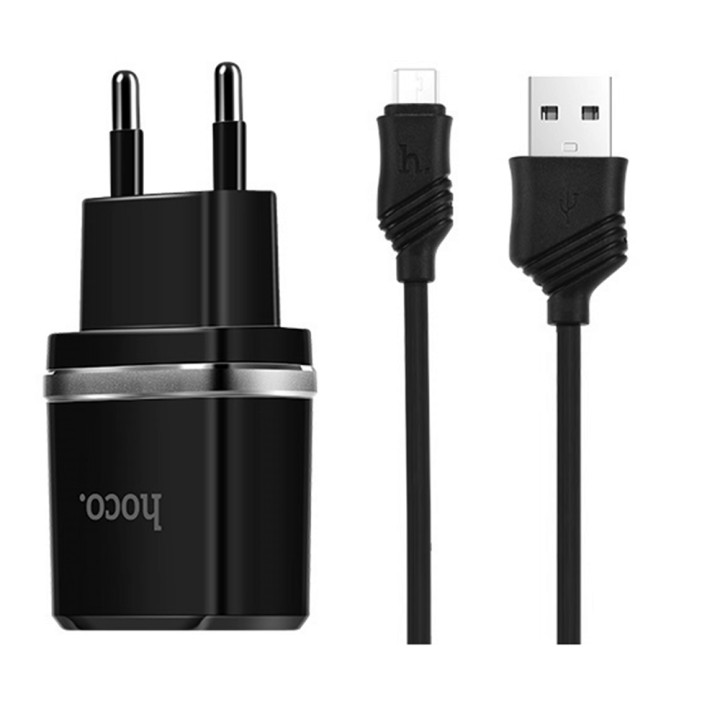 Сетевое зарядное устройство HOCO C12 2USB 2.4A, Micro USB 1м