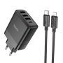 Мережевий зарядний пристрій Hoco C127A Type-C / USB QC3.0 PD45W(1C3A) з кабелем Type-C to Lightning, Black