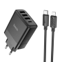 Сетевое зарядное устройство Hoco C127A Type-C / USB QC3.0 PD45W(1C3A) с кабелем Type-C to Lightning, Black