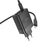 Мережевий зарядний пристрій Hoco C127A Type-C / USB QC3.0 PD45W(1C3A) з кабелем Type-C to Lightning, Black