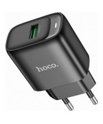 Мережевий зарядний пристрій Hoco C140A 1USB QC 18W, без кабеля, Black