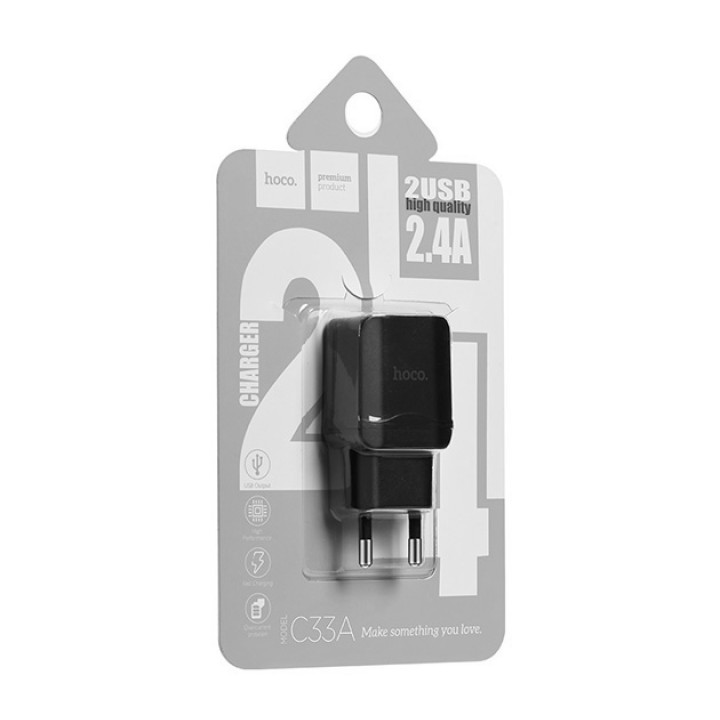 Мережевий зарядний пристрій Hoco C33A Micro USB (Black)
